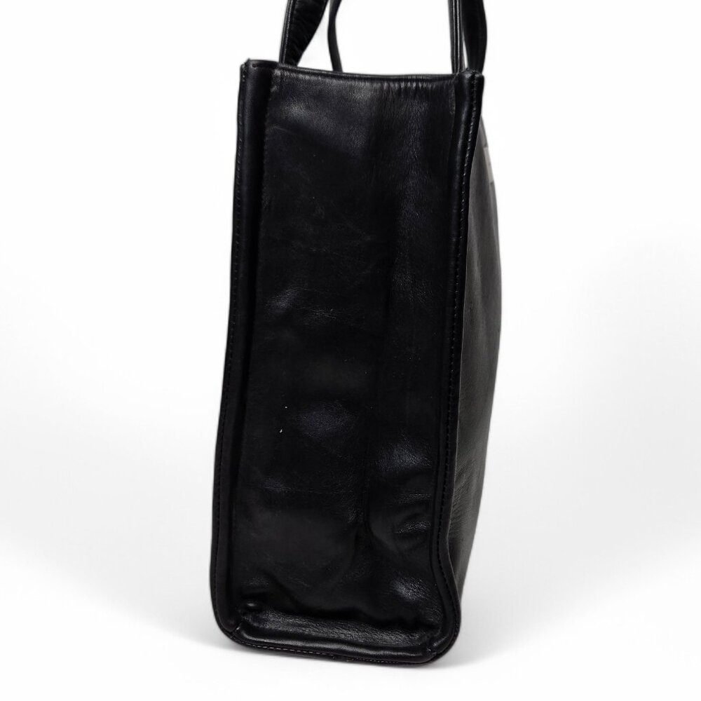 Perlina Black Soft Leather Shoulder Purse Women's Boxy Zip Top Classic Look - Picture 4 of 11